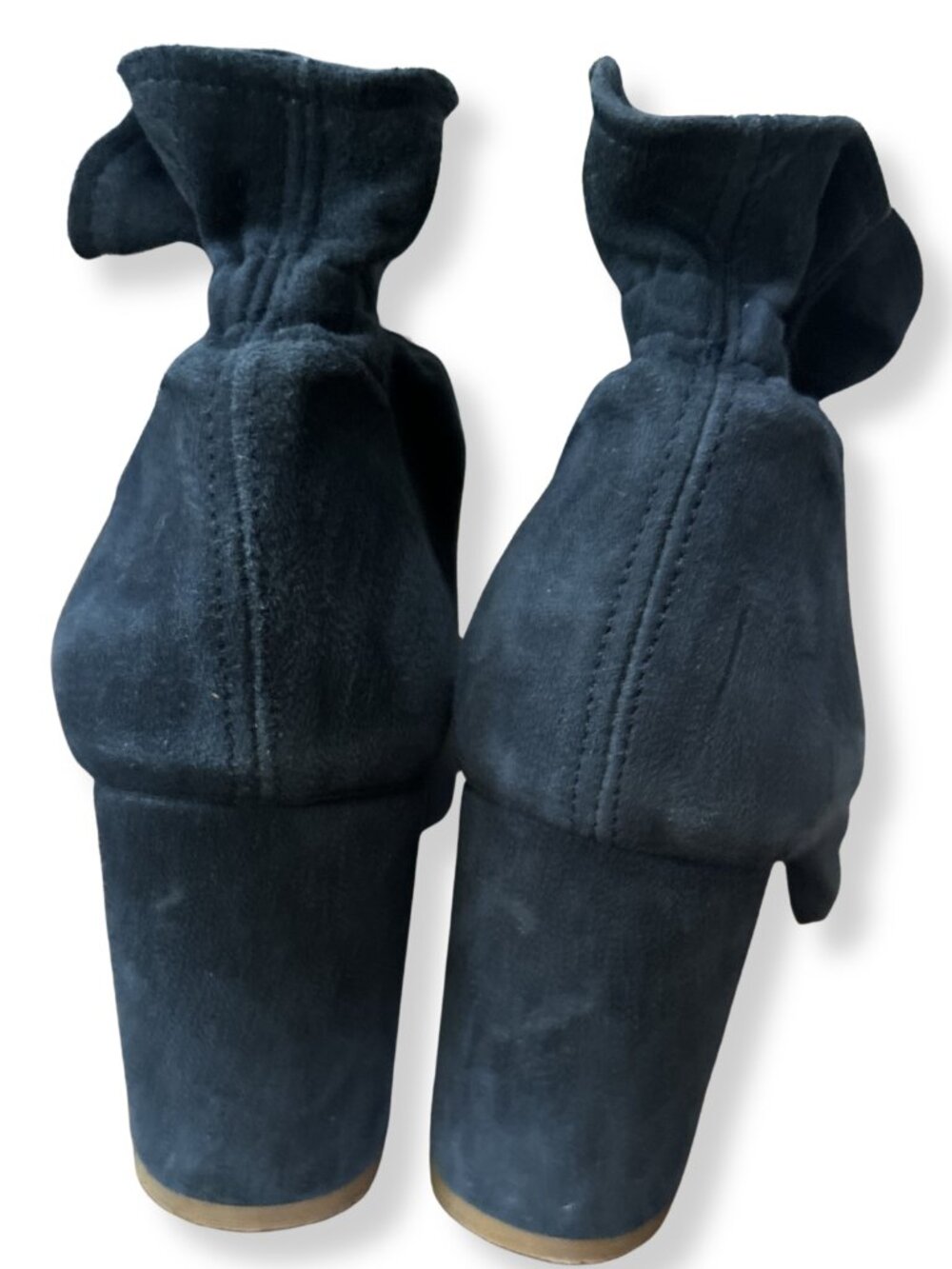 Kurt Geiger Navy Suede Ruffle Ankle Booties Spain EU 38 Block Heel - Picture 4 of 9